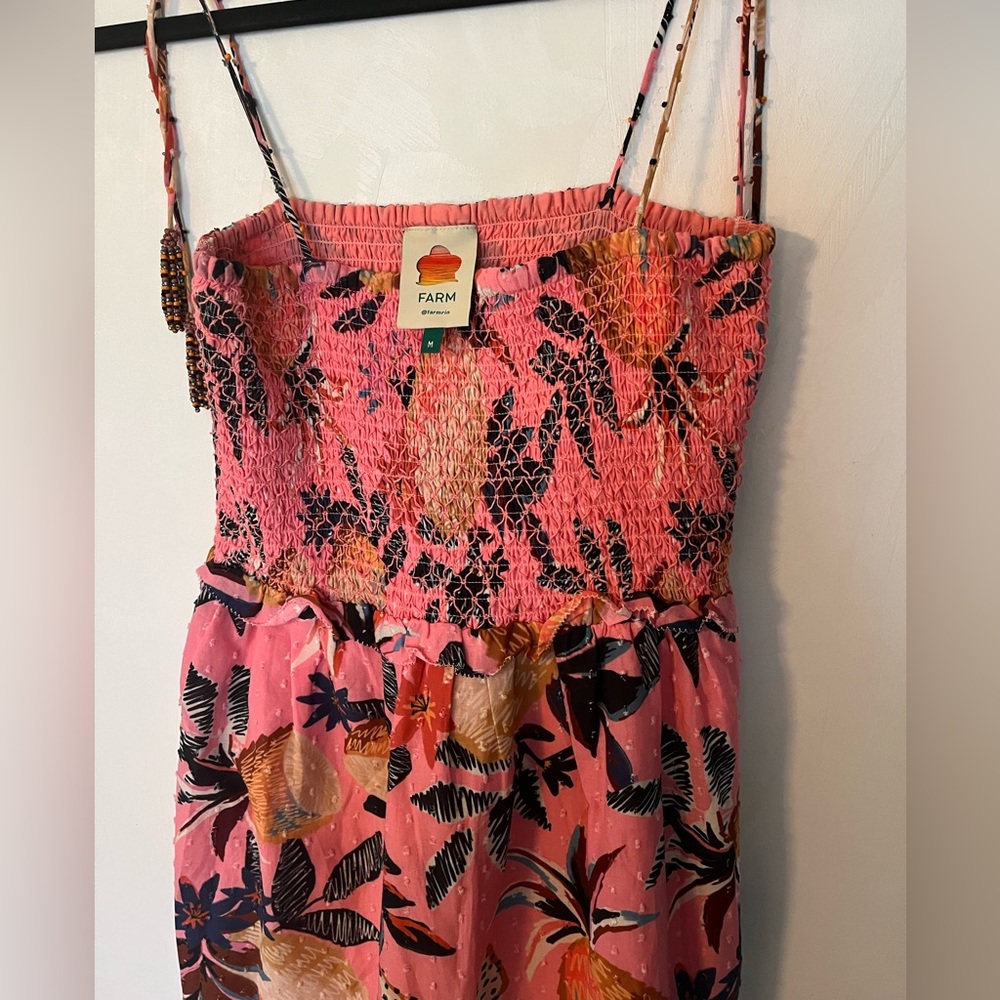 FARM RIO Smocked Tassel Dress